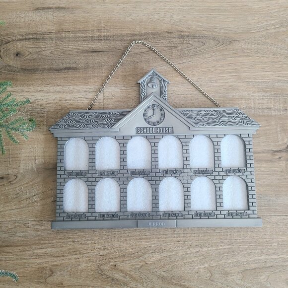 Vintage pewter School House picture frame from grade 1 to grade 12. - Picture 1 of 7